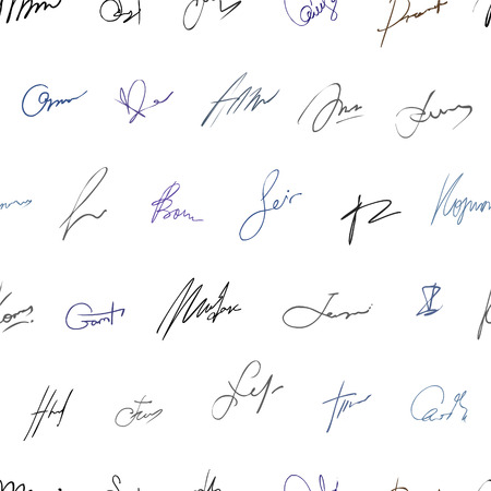 Seamless pattern - Fictitious autographs (signatures)のイラスト素材
