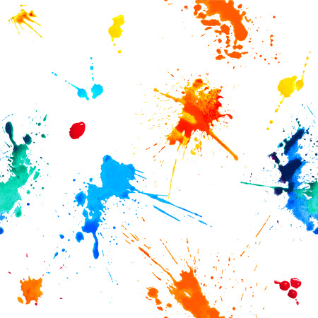 Seamless vector - colorful blots. Splash paint pattern on white backgroundのイラスト素材