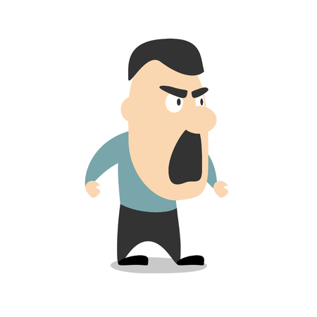 Vector illustration - angry man isolated on white backgroundのイラスト素材