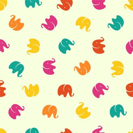 Seamless flat multicolored vector pattern - indian elephantsのイラスト素材