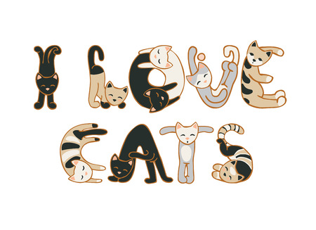 I love cats. Vector inscription of cats lettersのイラスト素材