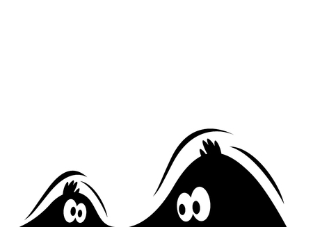 Sticker on a car or a refrigerator. Curious eyes looking out of the darkness.のイラスト素材