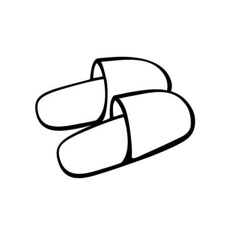 Home slippers vector icon. Black and whiteのイラスト素材
