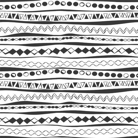 black and white ethnic seamless pattern for fabricのイラスト素材