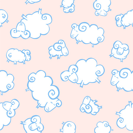 seamless pattern for children's pajamas - counting sheepのイラスト素材
