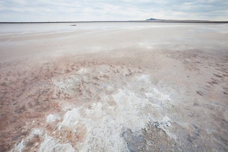 Saline (salt lake) Baskunchak. Astrakhan region. Russian landscape.の写真素材