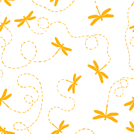 Seamless pattern - orange dragonfliesのイラスト素材