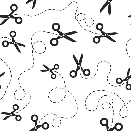 Seamless vector black and white pattern - scissorsのイラスト素材