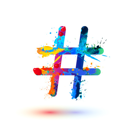 hashtag vector sign of watercolor splash paintのイラスト素材