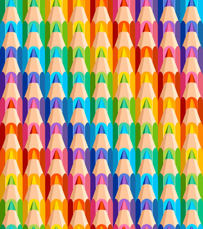 Seamless pattern of colored pencils on white backgroundのイラスト素材