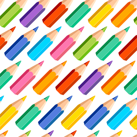 Seamless pattern of colored pencils on white backgroundのイラスト素材