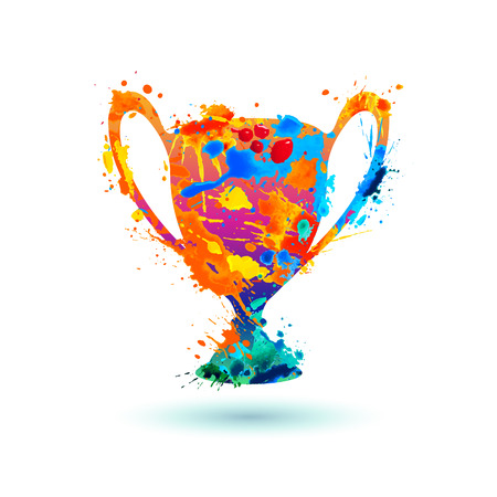 Winner trophy cup icon. Splash paint vectorのイラスト素材