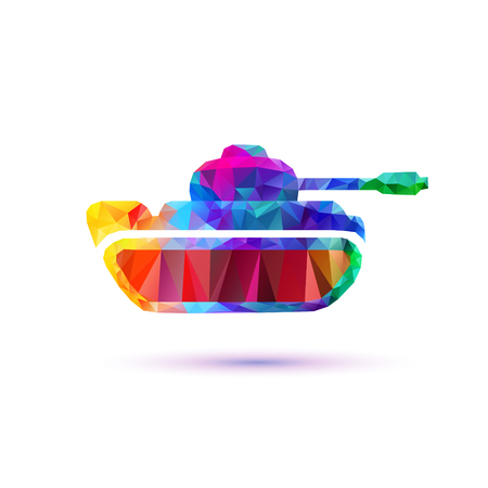 Tank vector icon. Low poly rainbow symbolのイラスト素材