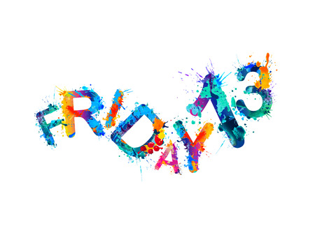Friday 13. Vector watercolor splash paint inscriptionのイラスト素材