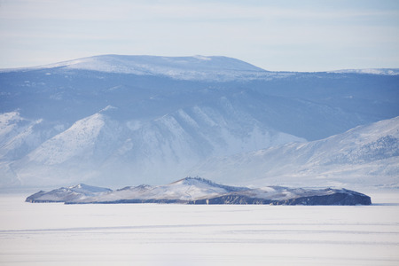 Lake Baikal, Ogoi island. Winter nature. Sunset landscape. Small seaの写真素材