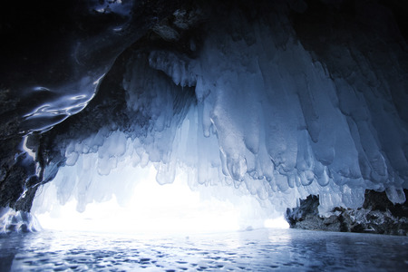 ice cave, Lake Baikal, Oltrek island. Winter landscapeの写真素材