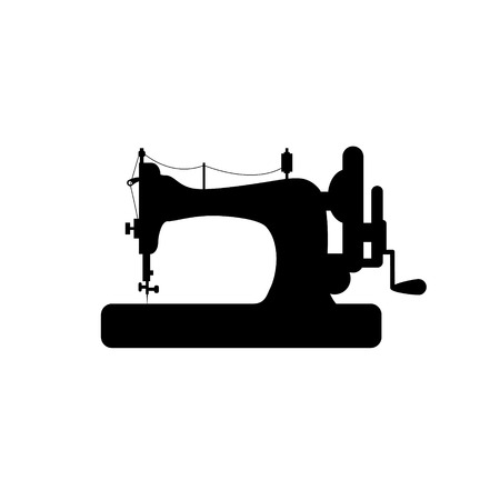 Sewing machine vector icon. Black on whiteのイラスト素材