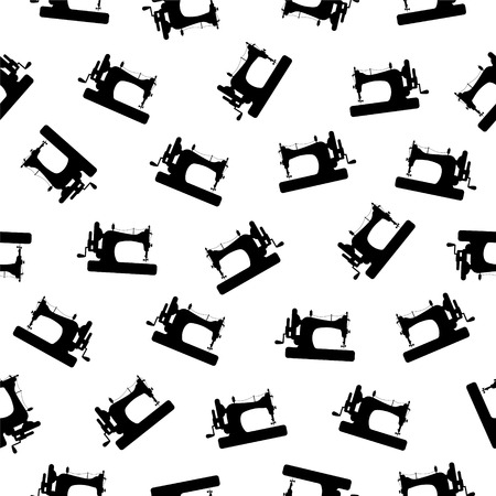 Seamless vector pattern - sewing machine black on white backgroundのイラスト素材