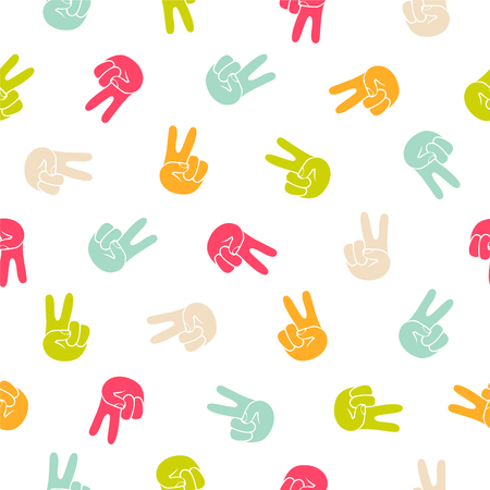 Seamless vector pattern - peace hand symbolのイラスト素材