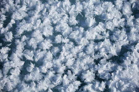 Frost pattern on ice. Nature winter background
