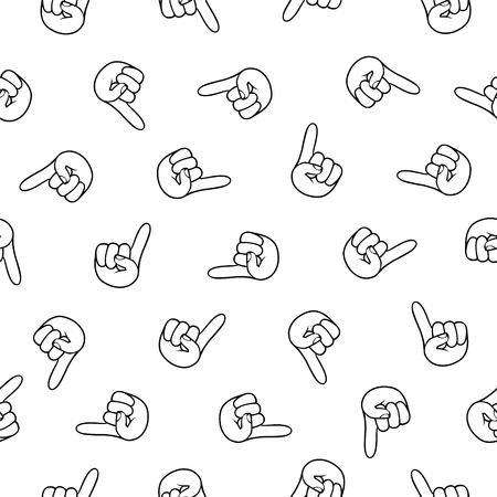 Vector seamless pattern - forefinger. Black on white pointerのイラスト素材