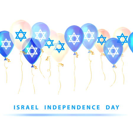 Israel independence day. David star on air balloonsのイラスト素材