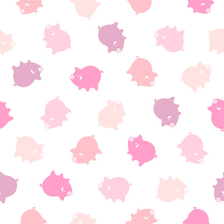 Pattern of a pink pig flat illustration.のイラスト素材