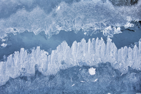 Frozen pattern of Baikal lake ice. Top view. Winter textureの写真素材