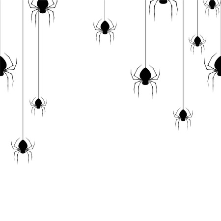 White background with spiders. Flat vector illustrationのイラスト素材