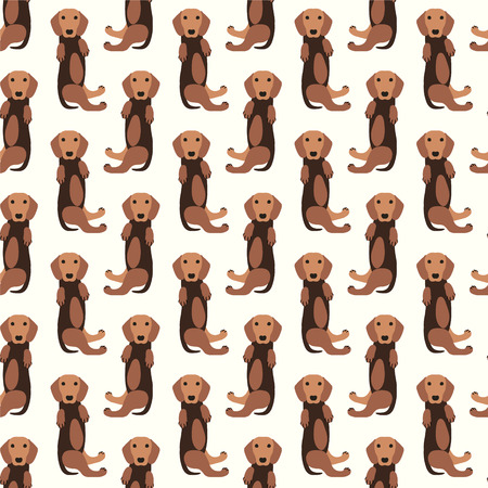 Seamless vector Flat pattern - ginger dachshund dogのイラスト素材
