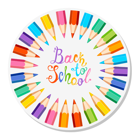 Back to school. Sticker with colorful pencilsのイラスト素材