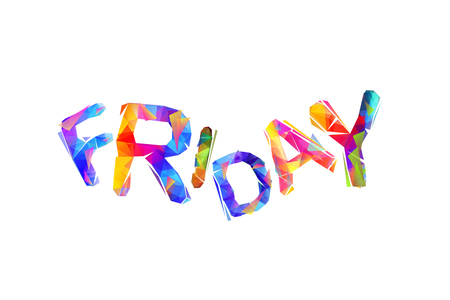 Friday - happy end of the week. Vector triangular lettersのイラスト素材