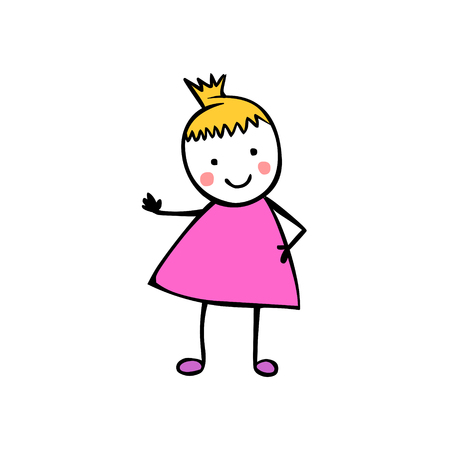 Vector flat girl in the children's styleのイラスト素材