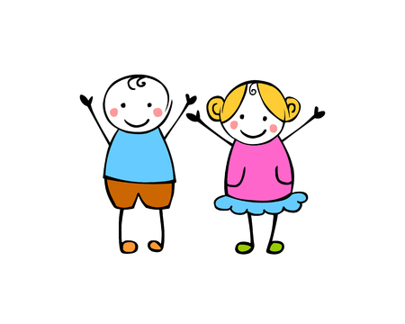 Vector illustration of boy and girl.のイラスト素材