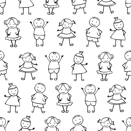 Seamless vector pattern of boys and girls.のイラスト素材