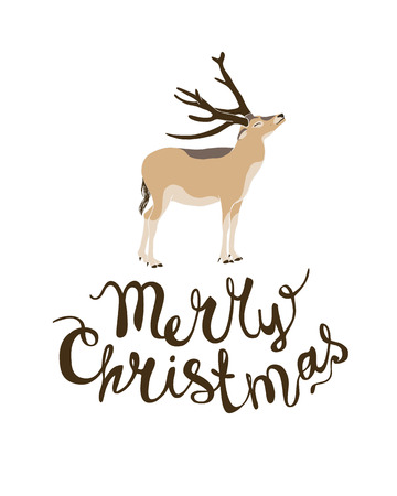 Holiday congratulation card. Merry Christmas. Deer. Vectorのイラスト素材