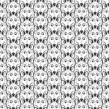 Seamless flat pattern - a flock of wolves.のイラスト素材