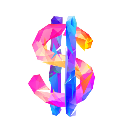Vector colorful dollar sign on white backgroundのイラスト素材