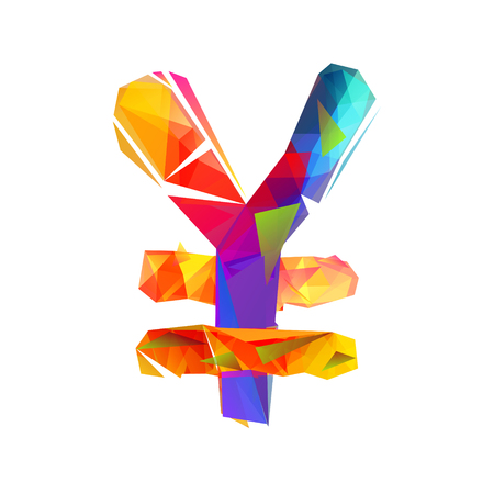Vector colorful Japanese Yen (JPY) sign on white backgroundのイラスト素材