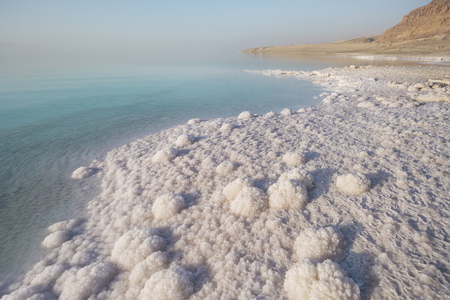 Salt on the shore of the Dead Sea. Jordan landscapeの写真素材
