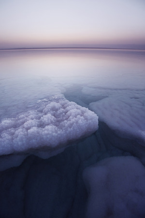 Salt of the Dead Sea. Jordan. Sunset landscapeの写真素材