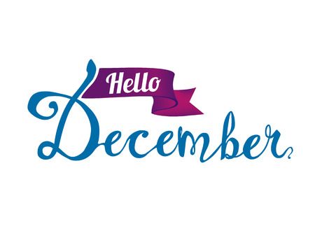 Hello December. Hand written doodle vector word on white backgroundのイラスト素材