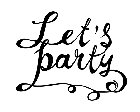 Lets party. Hand written doodle vector word on white backgroundのイラスト素材
