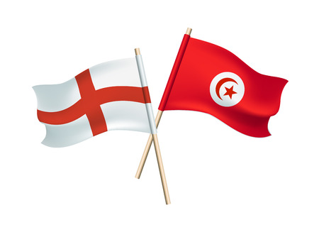 Tunisia and England vector flags on white backgroundのイラスト素材