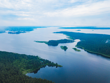View of Lake Seliger from the above. Russian nature landscapeの写真素材