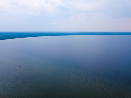 View of Lake Pleshcheyevo from the above. Russian nature landscape