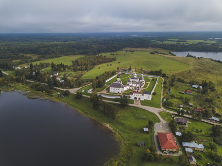 The Ferapontov Monastery on the shore of the Borodaevsky Lake. Vologda. Russian landscapeの写真素材