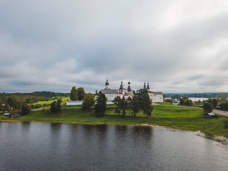 The Ferapontov Monastery on the shore of the Borodaevsky Lake. Vologda. Russian landscapeの写真素材