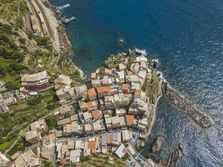 Manarola city on the rocky seashore. Cinca Terre. Italyの写真素材