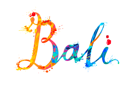 Bali. Hand written vector word of rainbow splash paintのイラスト素材